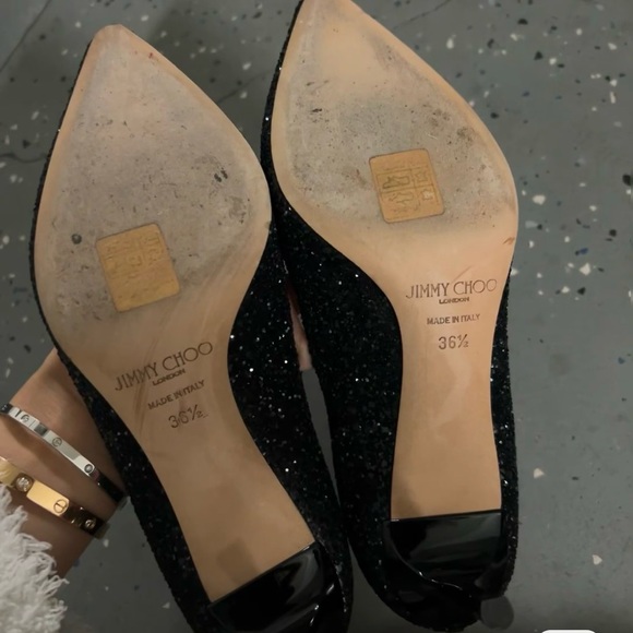 Jimmy Choo Black Glitter Heels